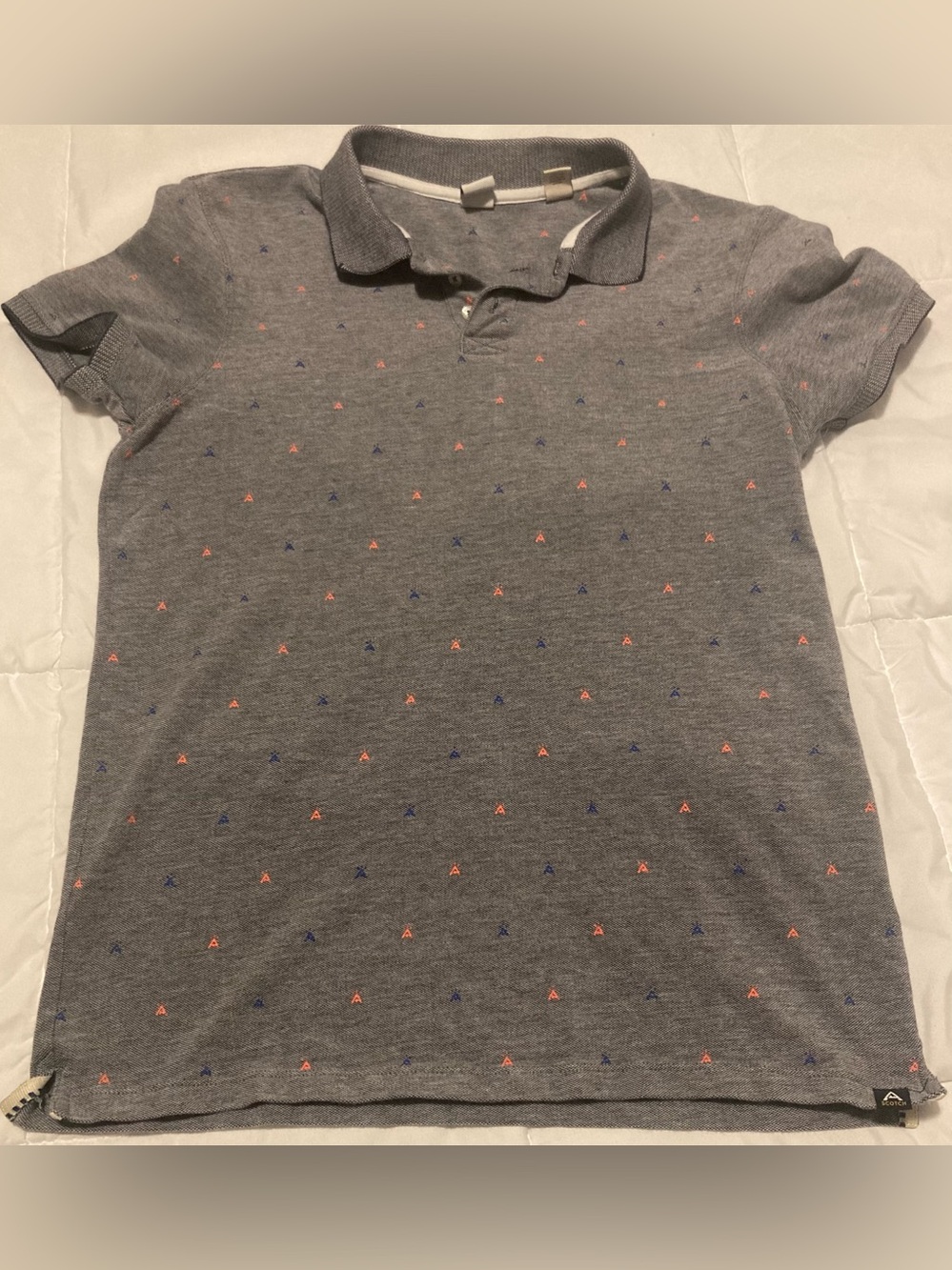 Scotch & Soda Grey Polo with Coral & Navy Accents